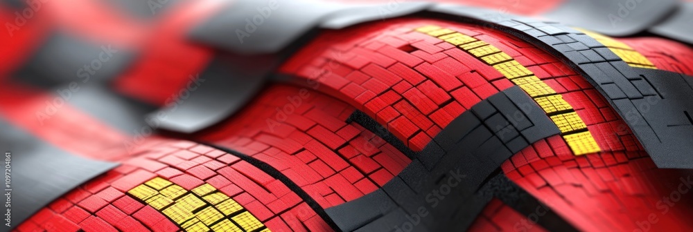 Leinwandbilder abstract red and black textured design resembling a wave or surface pattern.