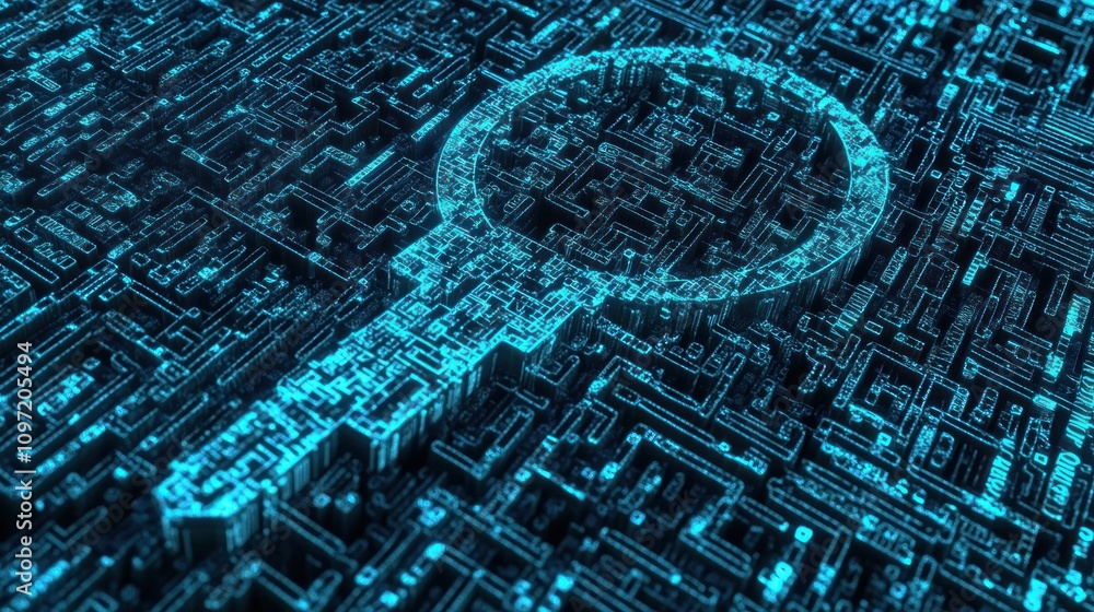 Aufkleber a digital key symbol overlaid on a circuit-like background, representing security and technology.