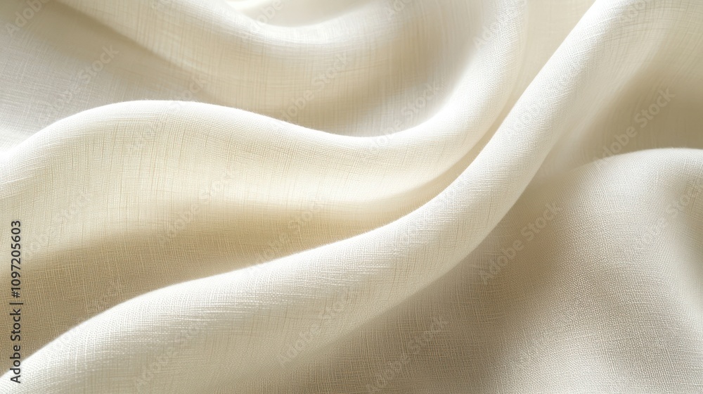 Poster a close-up of soft, flowing cream-colored fabric showcasing texture and drape.