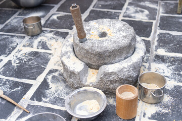 Traditional ancient stone mill for grinding grain