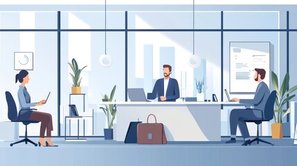 Modern Office Workers Collaborate on Projects Together