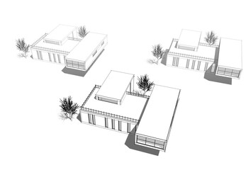 Obraz premium modern house architecture 3d illustration