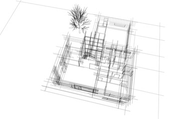 Obraz premium modern house architecture 3d illustration