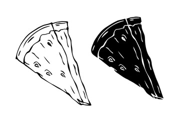 Line sketch, stamp, silhouette of watermelon fruit. Vector graphics.