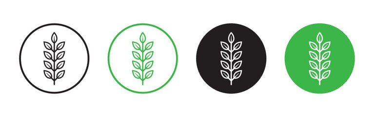 Vector Leaves Icon Set In Circle. Fibre Symbols