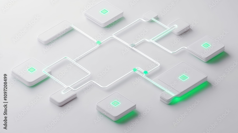 Poster Abstract representation of a network with interconnected nodes and glowing accents.