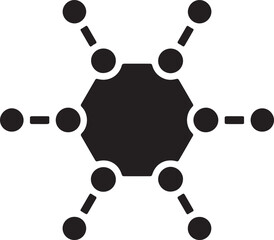 Illustration of a chemical symbol icon, such as an atom or molecular structure, representing scientific chemistry or laboratory work