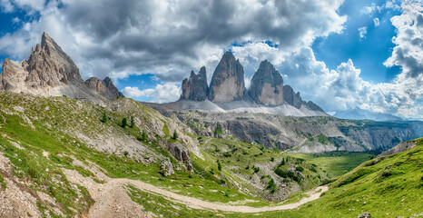 View of Paternkofel  and the Tre Cime di Lavaredo, Italy