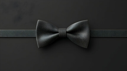 Black bow tie on black background; simple, elegant, minimalist design.