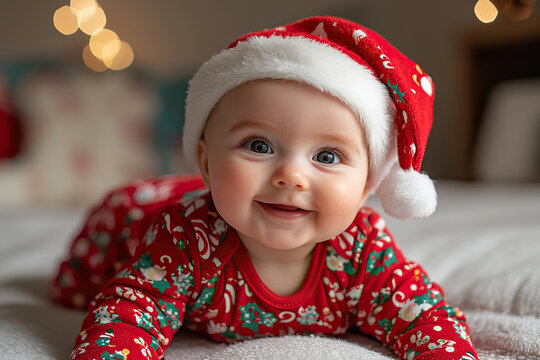 baby in santa claus hat
