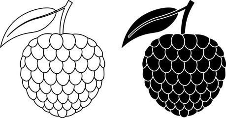 outline silhouette sugar apples fruit icon set