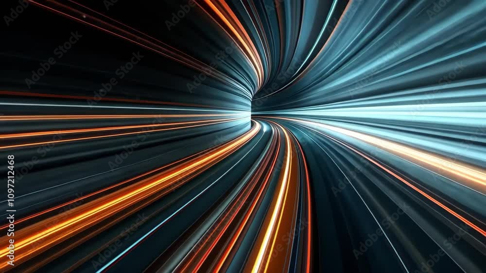 Aufkleber a dynamic depiction of light trails creating a sense of motion and speed, resembling a tunnel of ene