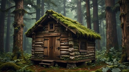 old wooden house in forest