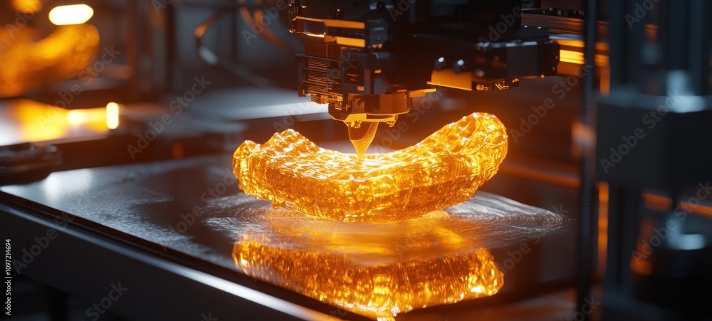 Aufkleber 3d printing in action: golden object creation
