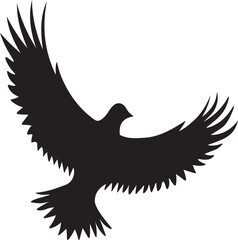 Flying bird silhouette icon vector art illustration on a white background.