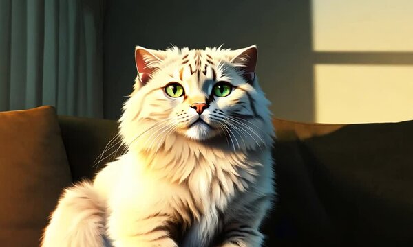 Kucing berwarna coklat sedang duduk 