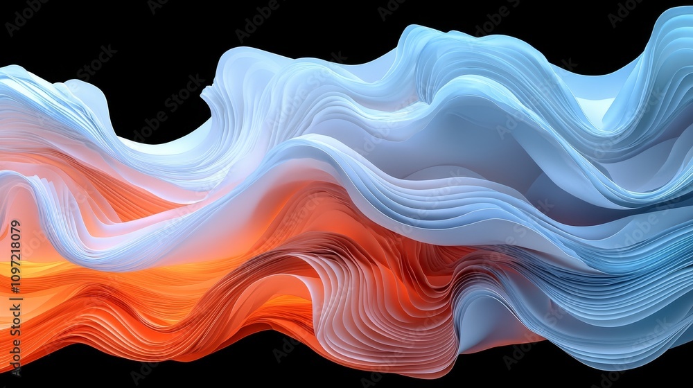 Poster dynamic flowing waves art abstract digital creation vibrant colors studio environment creative persp