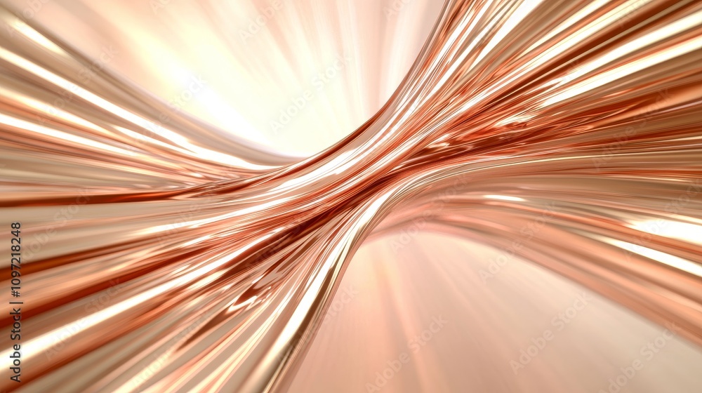 Aufkleber dynamic flow of abstract metallic waves digital art modern environment surreal viewpoint conceptual 