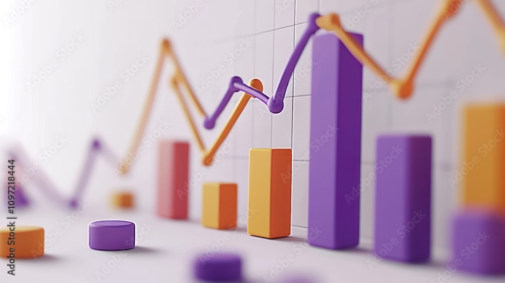 Aufkleber A colorful bar graph with varying heights representing data trends and analysis.