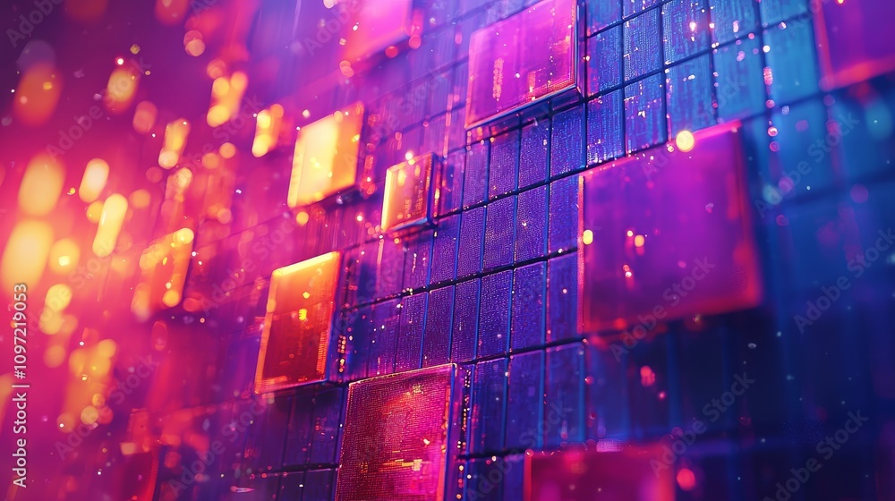 Poster dynamic abstract visuals digital realm graphic art vibrant colors close-up view modern aesthetics fo