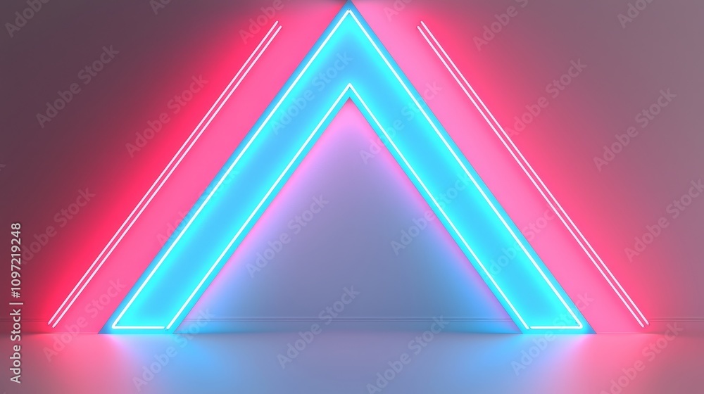 Poster dynamic neon triangles modern studio digital art vibrant environment eye-level view contemporary des