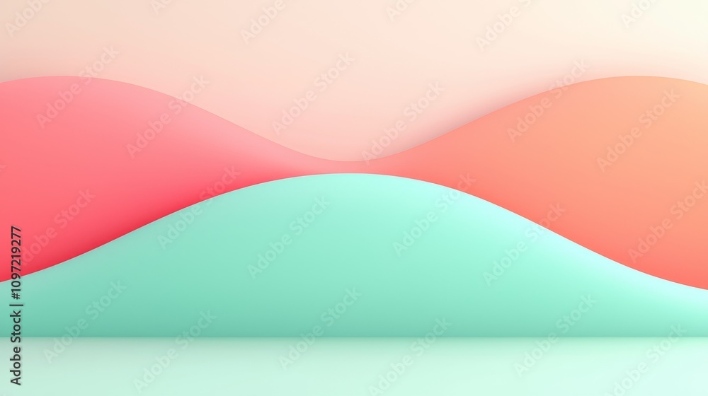 Poster gradient waves minimalist studio abstract art soft colors digital landscape visual serenity for rela