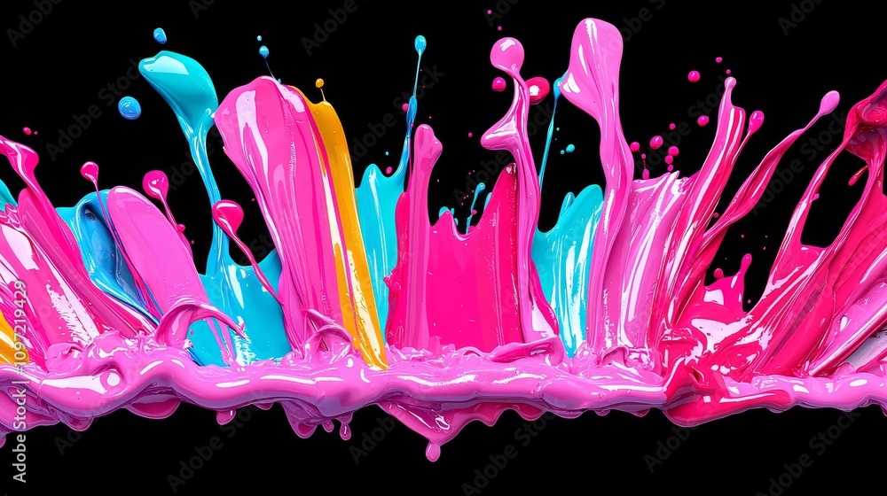 Poster dynamic splash of colorful paint creative studio abstract art vibrant environment close-up view arti