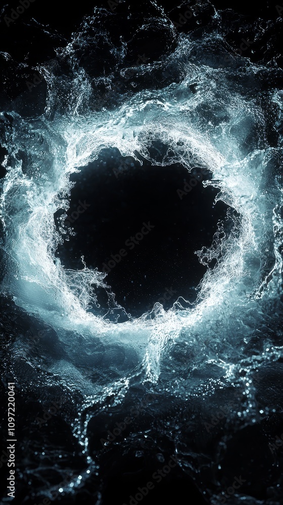 Poster dynamic water splash abstract art digital creation dark background close-up fluid motion for visual 