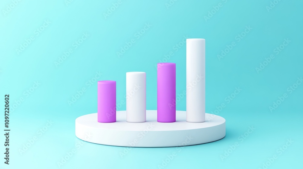 Poster A 3D bar graph with varying heights on a circular base, illustrating data comparison.