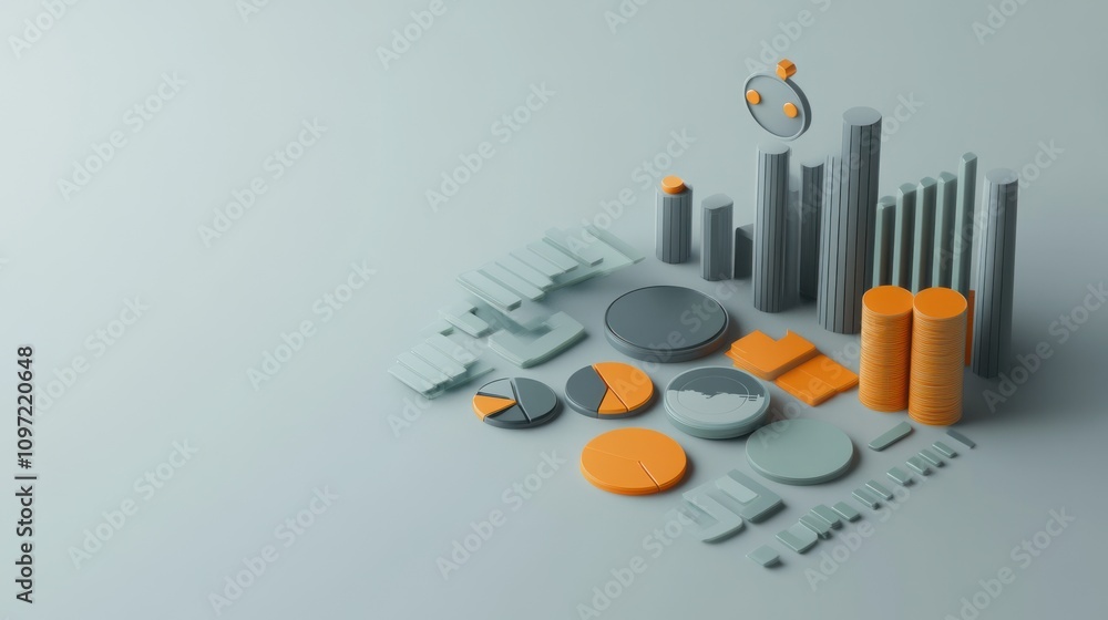 Aufkleber 3D geometric shapes representing data visualization and analytics.