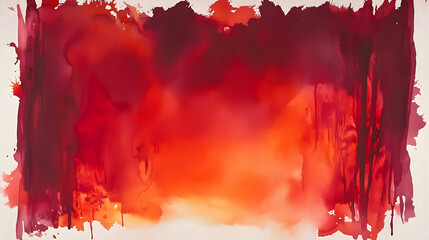 Energetic splashes of red and orange watercolor layered together in a bold fiery background