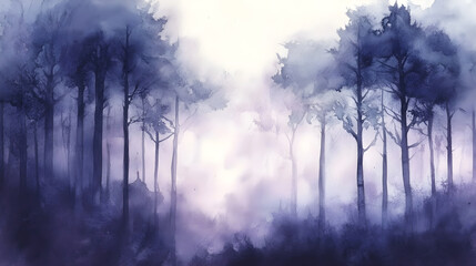 Obraz premium Gradient watercolor with deep blues blending into soft lavender for a dusk-inspired scene