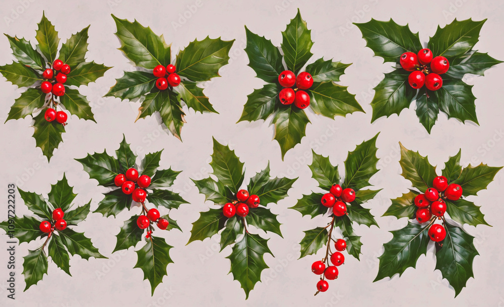 Poster a collection of red berries on a white background. the berries are arranged in a row, with some over