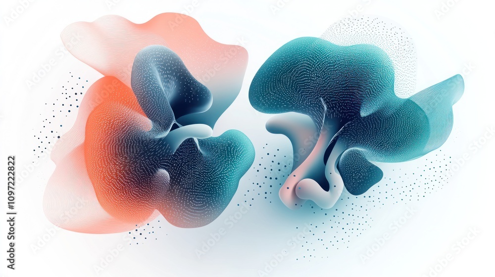 Aufkleber Abstract colorful shapes with fluid forms and gradients on a light background.
