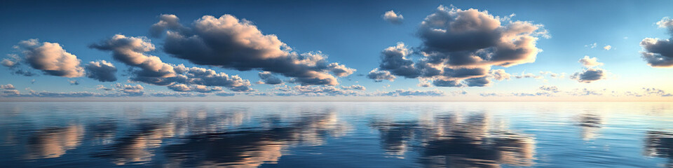Fototapeta premium An expansive horizon, with clouds casting shadows across the sky.