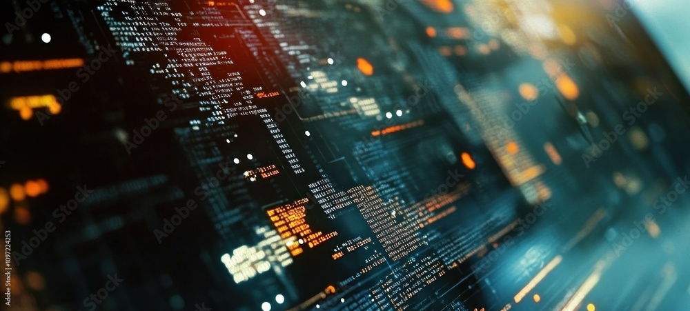 Poster digital data stream: a futuristic technological abstract