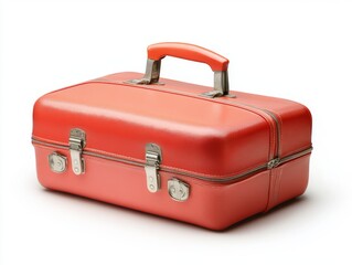 vibrant red suitcase with stylish design and sturdy handle