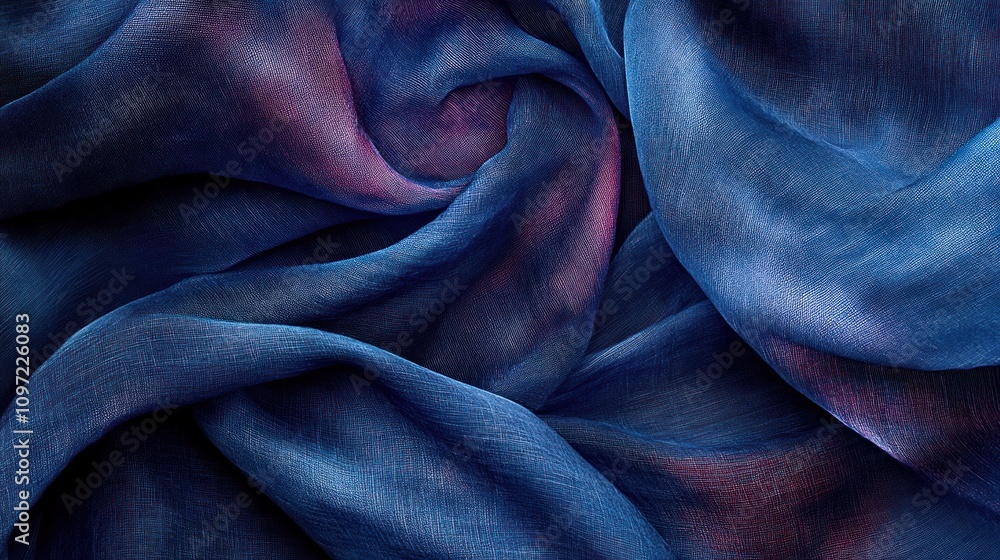 Poster close up of blue and pink flowing fabric with subtle texture.