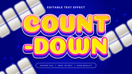 Yellow Blue and Pink Countdown 3d Editable Text Effect - Font Style
