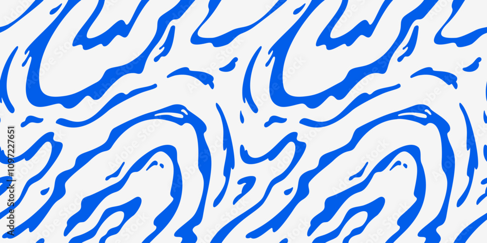 Aufkleber Vector Abstract Water Ripple Pattern. Wavy Seamless Background with Liquid Splashes. Cartoon Illustration for the Thai Songkran Festival.
