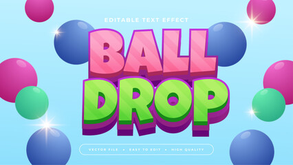 Pink Blue and Green Ball Drop 3d Editable Text Effect - Font Style