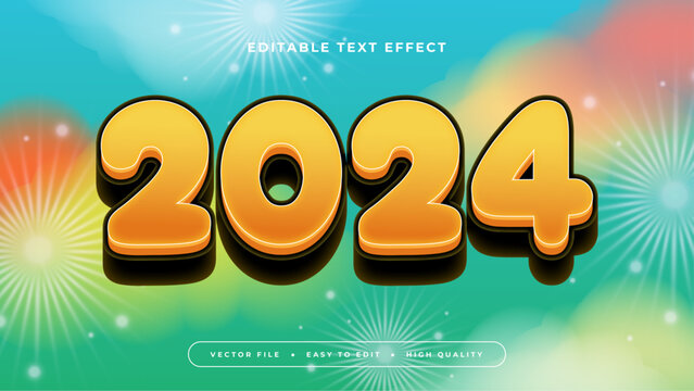 Black Orange and Green 2024 3d Editable Text Effect - Font Style