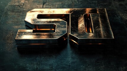 3D 'Stock Discount' logo with metallic finish, futuristic theme, strong shadows, 