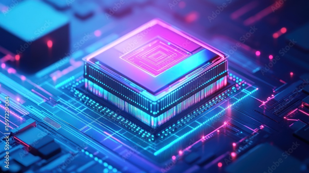 Poster illuminated central processing unit on motherboard