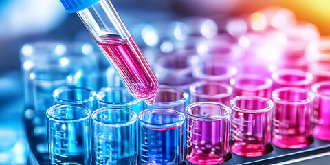 A close up shot of researcher working with serological test tube on medical science