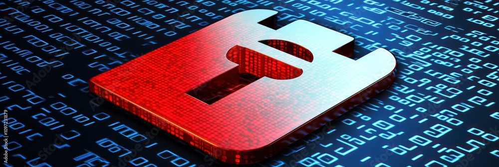 Aufkleber A digital lock symbol overlaid on binary code, representing cybersecurity and data protection.