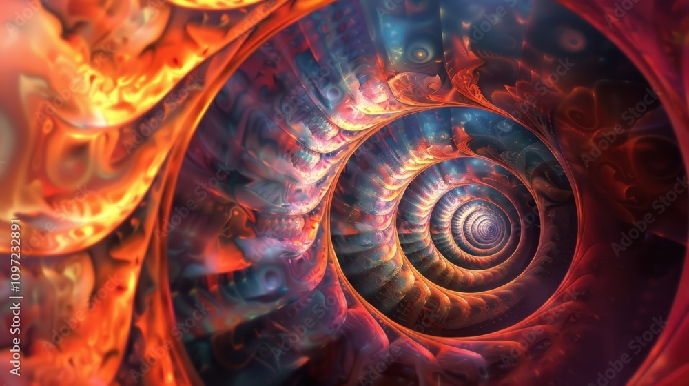 Poster a hypnotic spiral spinning endlessly as if caught in an infinite loop.