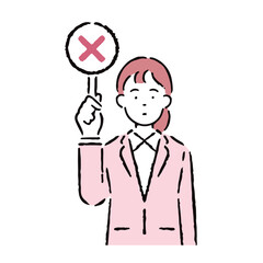 間違いを説明するスーツを着た女性