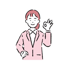 OKのサインをするスーツを着た女性