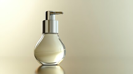 Obraz premium Elegant Glass Bottle with Pump Cap and Liquid Reflection